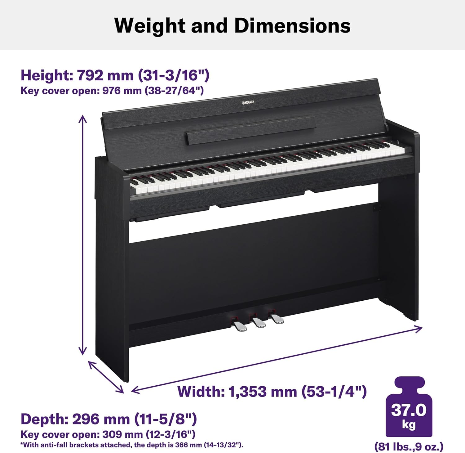 Yamaha YDP-S35 Arius Series Slim Digital Console Piano, Black