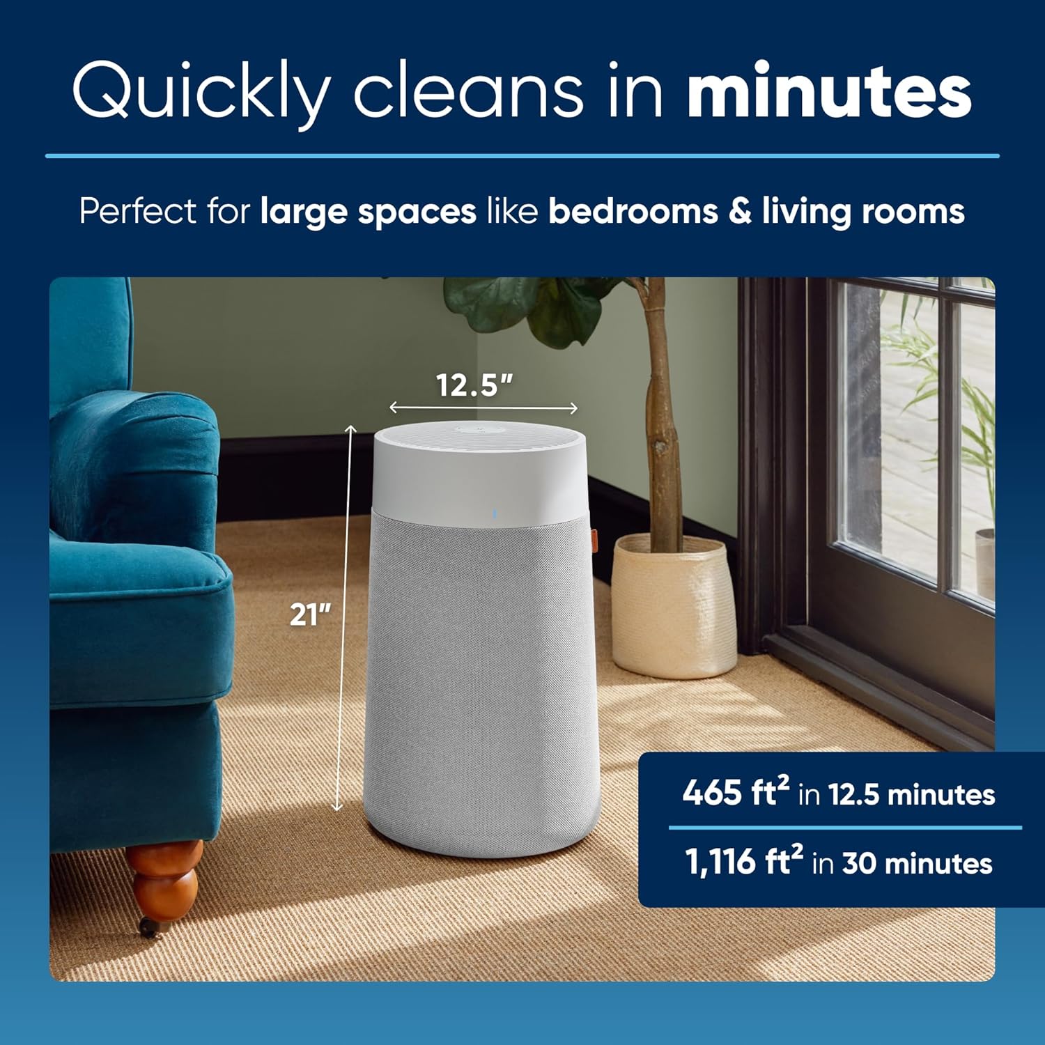 BLUEAIR Air Purifiers for Large Rooms, Bedroom, Cleans 2,232 sqft in one hour, HEPASilent Smart Air Cleaner for Home, Pets, Allergies, Virus, Dust, Mold, Smoke - Blue Pure 311i+ Max