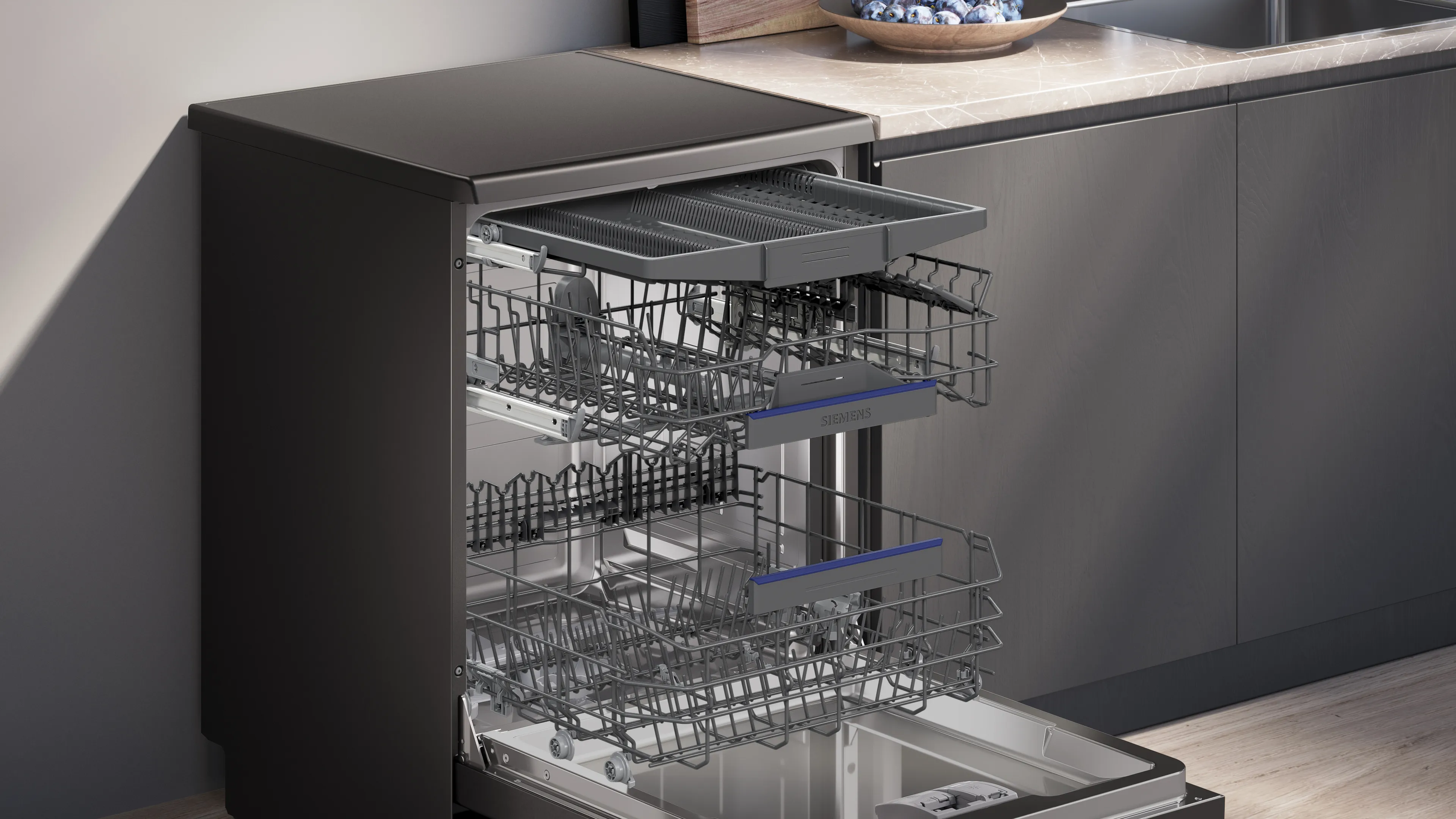 SIEMENS SN23EC14CG iQ300 Free-standing dishwasher 60 cm Brushed black steel anti-fingerprint