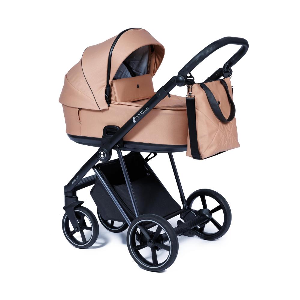 Nordbaby Active Lux stroller set copper beige, chrome frame