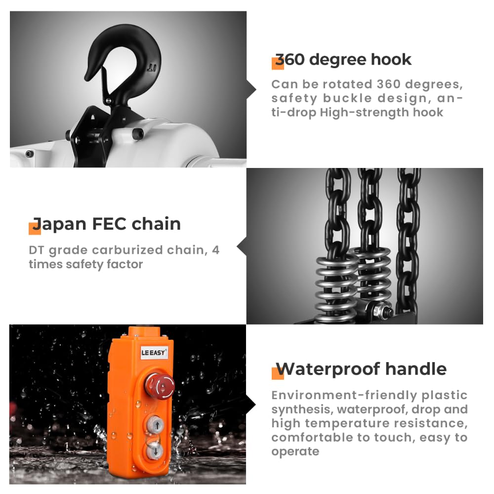 ANBULL 2200lbs FEC Chain Electric Lift Hoist Single Phase Overhead Crane Hoist