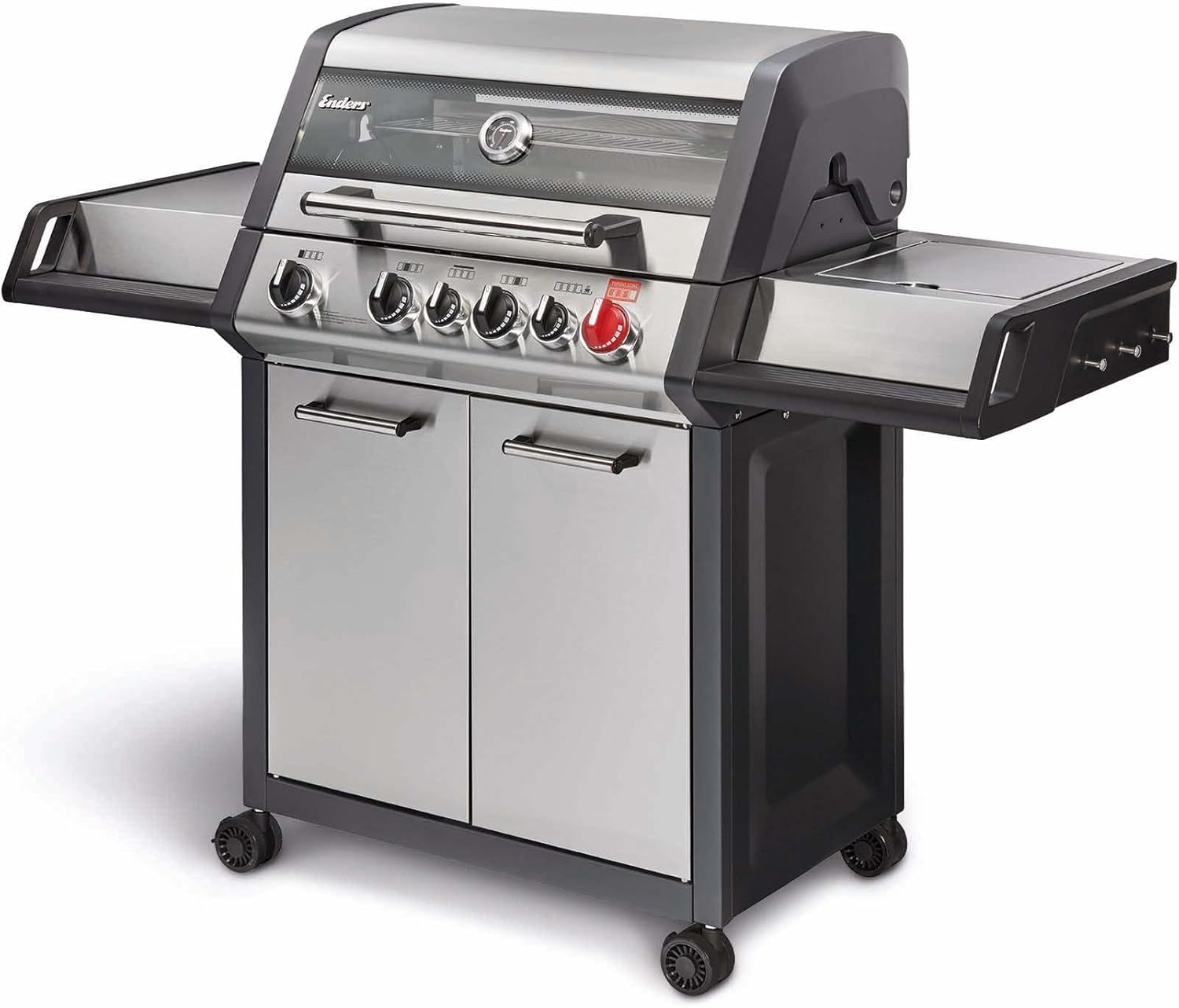 Enders® Gasgrill MONROE PRO 4 SIK TURBO, 4-Edelstahlbrenner, Seitenkocher, Infrarot-Backburner, PanoVision Sicht, HEAT RANGE™-Brenner, SWITCH GRID™, 800 °C TURBO ZONE™, SIMPLE CLEAN™ #8378