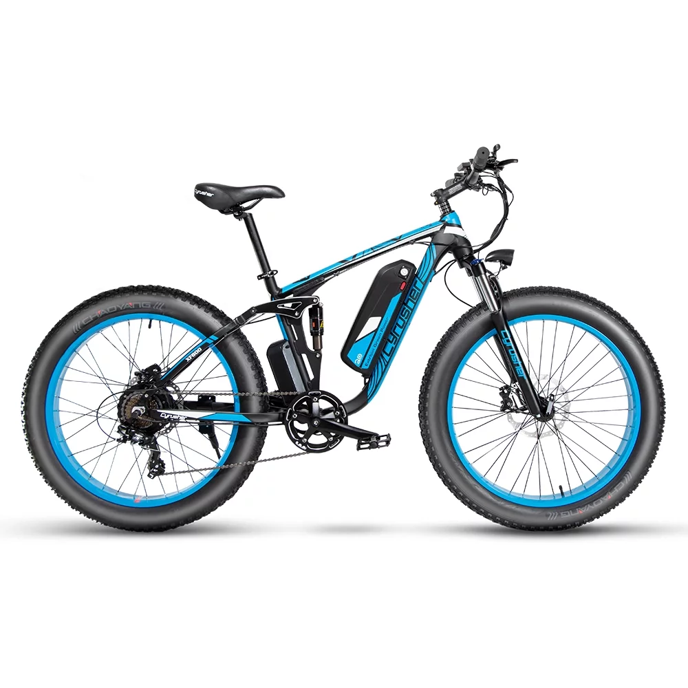 Cyrusher 750W Electric Bicycle Adult Foldable 4.0 Fat Tire Ebike Electric BikevSmart Commuter E-bike Blue LG/Samsung Cell 48V 13ah