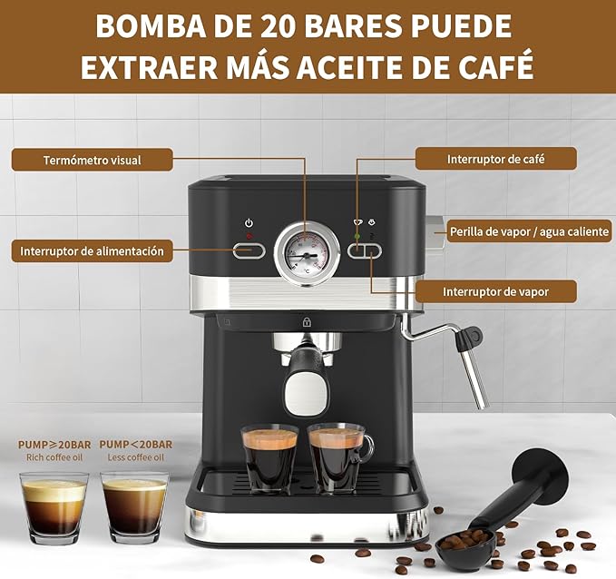 Sirena Prestige Espresso Machine - 15 Bar Professional Espresso and CappuccinoMaker - Stainless steel home Expresso latte machine