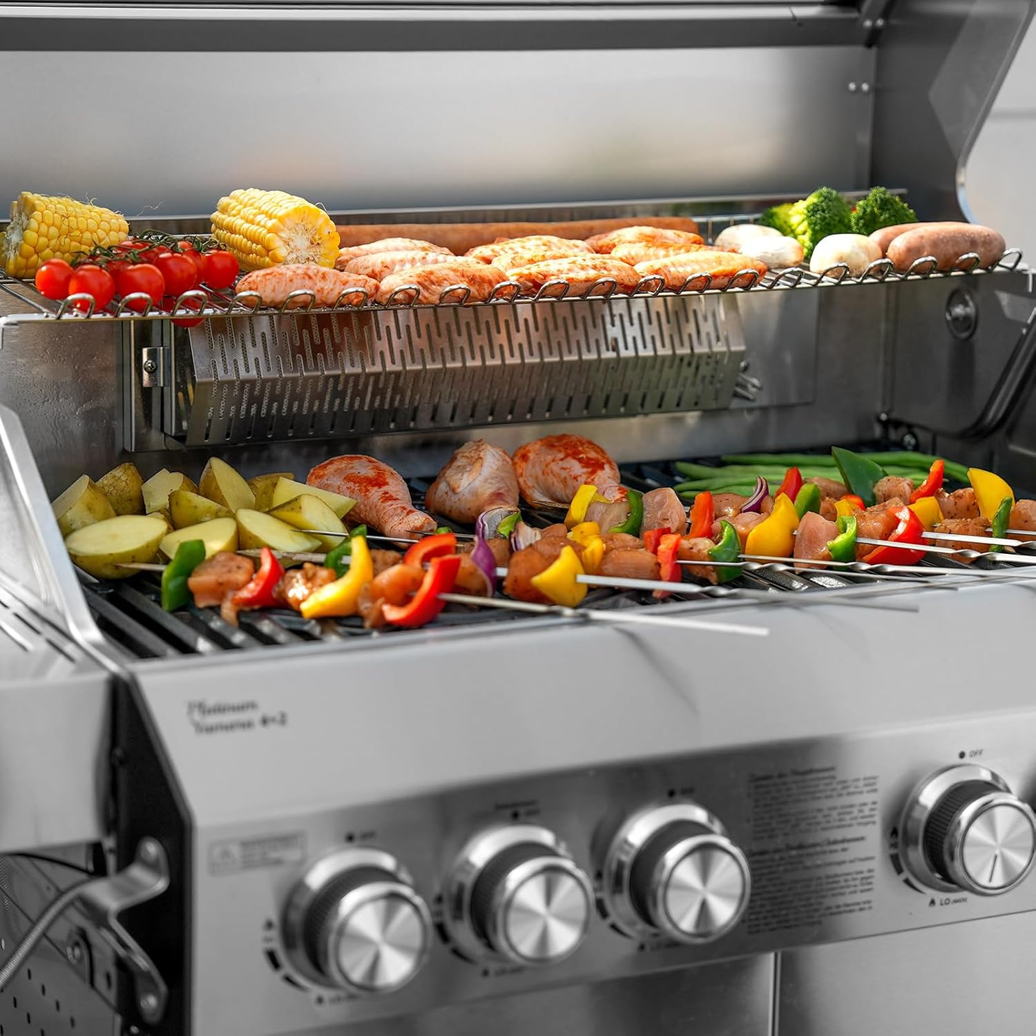 TAINO Platinum Yamara 4+2 Gas Barbecue Set Stainless Steel 4 Burners Ceramic Sear Burner Ceramic Back Burner Piezo Ignition Cover