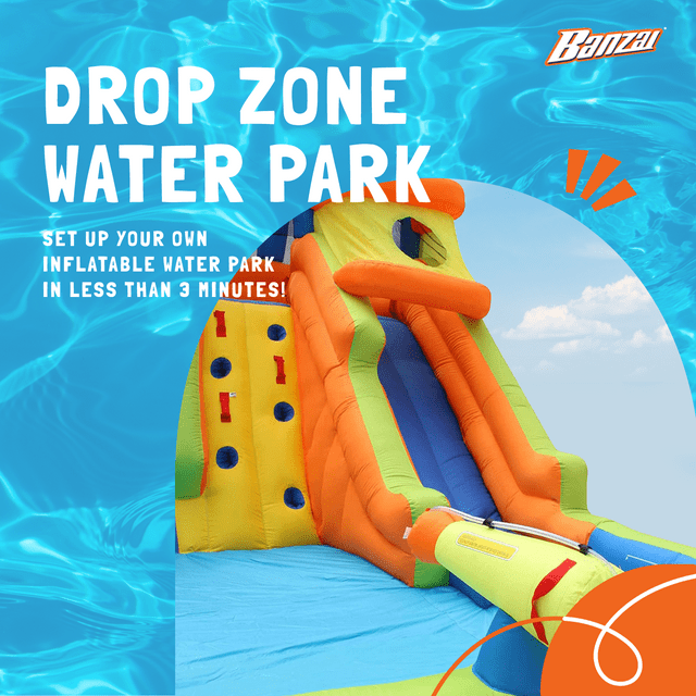Banzai Drop Zone Outdoor Inflatable Backyard Water Park Activity Center