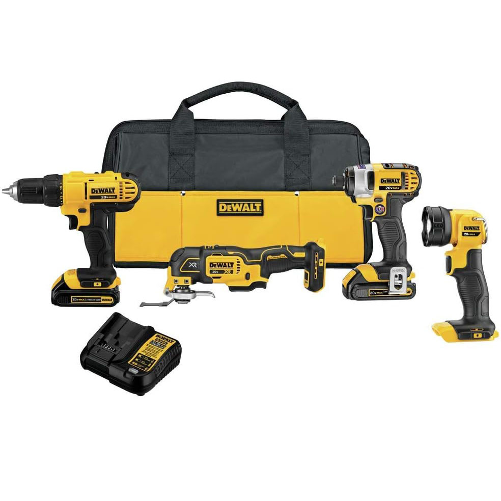 DEWALT 20V MAX Power Tool Combo Kit, 4-Tool Cordless Power Tool Set with 2 Batteries and Charger (DCK444C2)