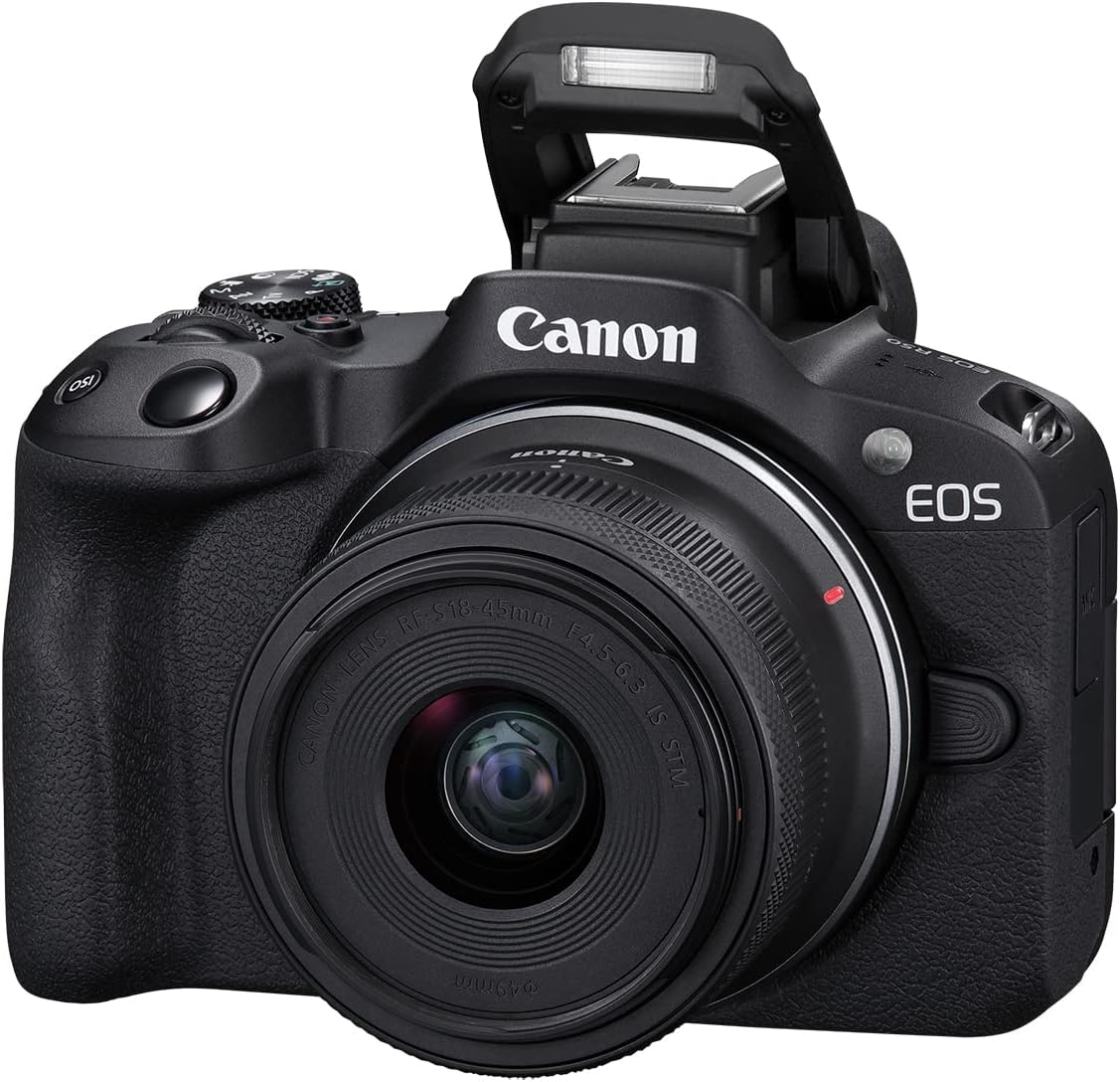 Canon EOS R50 Mirrorless Vlogging Camera (Black) w/RF-S18-45mm F4.5-6.3 is STM & RF-S55-210mm F5-7.1 is STM Lenses, 24.2 MP, 4K Video, Subject Detection & Tracking, Compact, Smartphone Connection