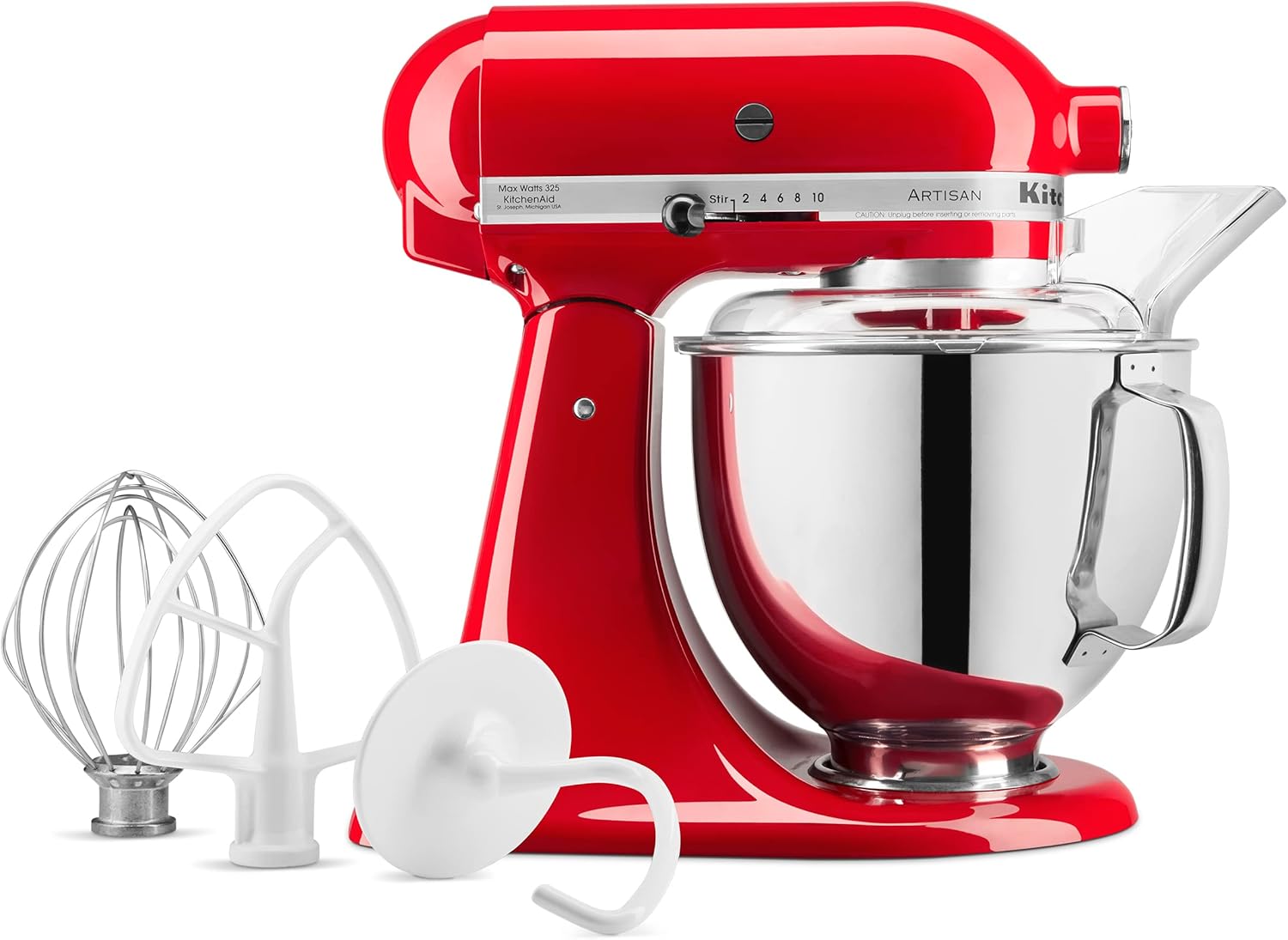 KitchenAid Artisan Series 5 Quart Tilt Head Stand Mixer with Pouring Shield KSM150PS, Passion Red