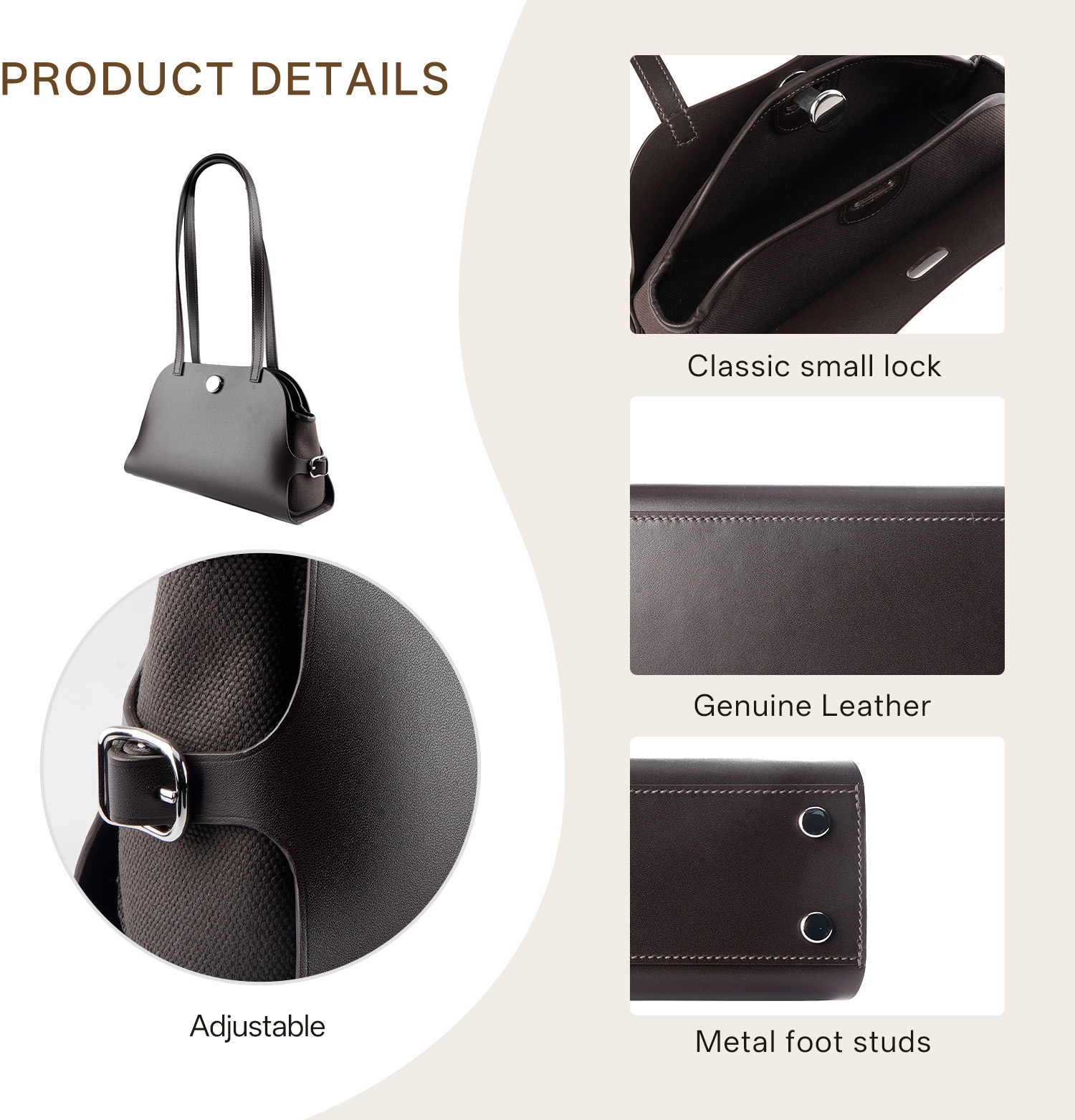 French Hunter leather women's shoulder bag and handbag. Compact and versatile.