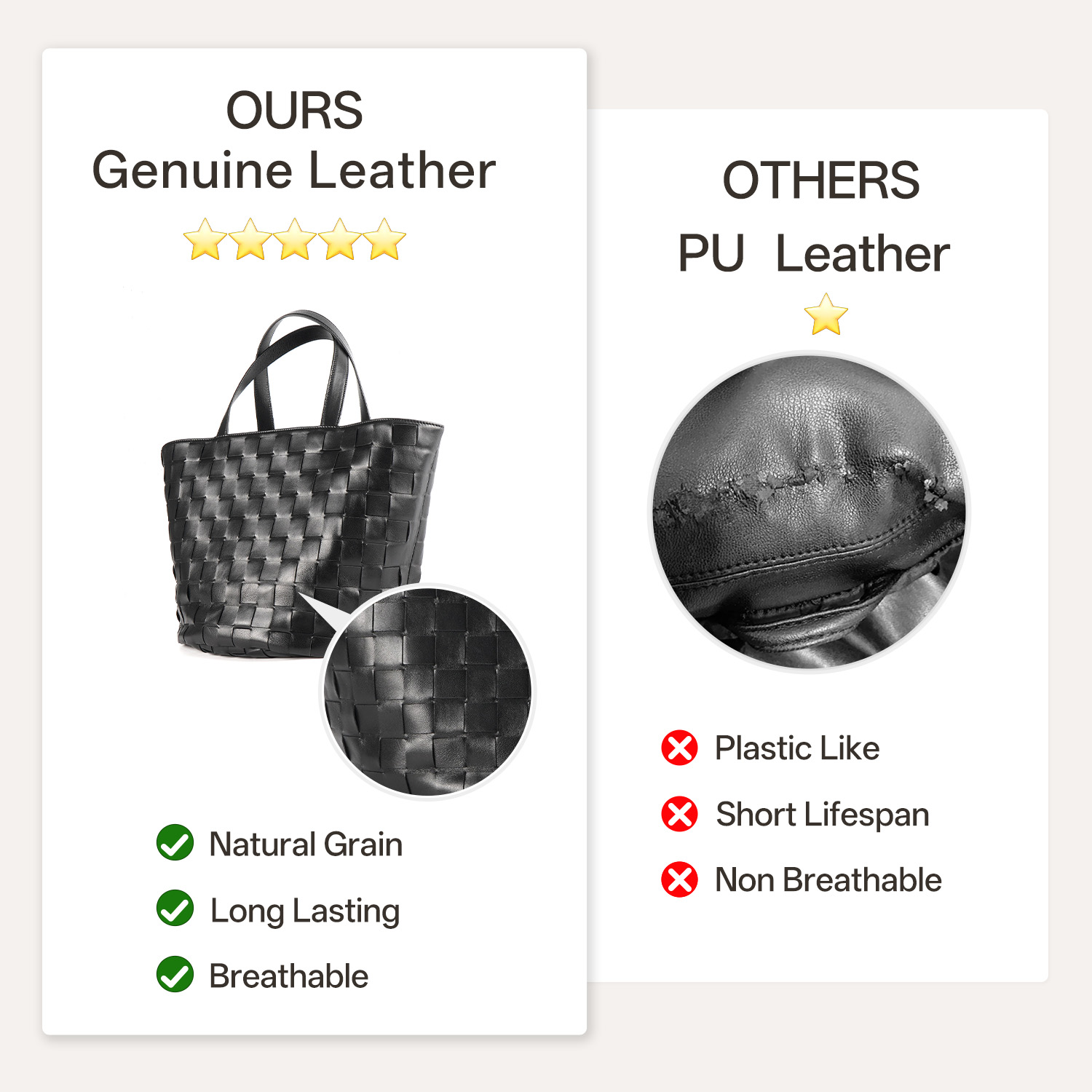 Hand-woven women's handbag, made from high-quality sheepskin.