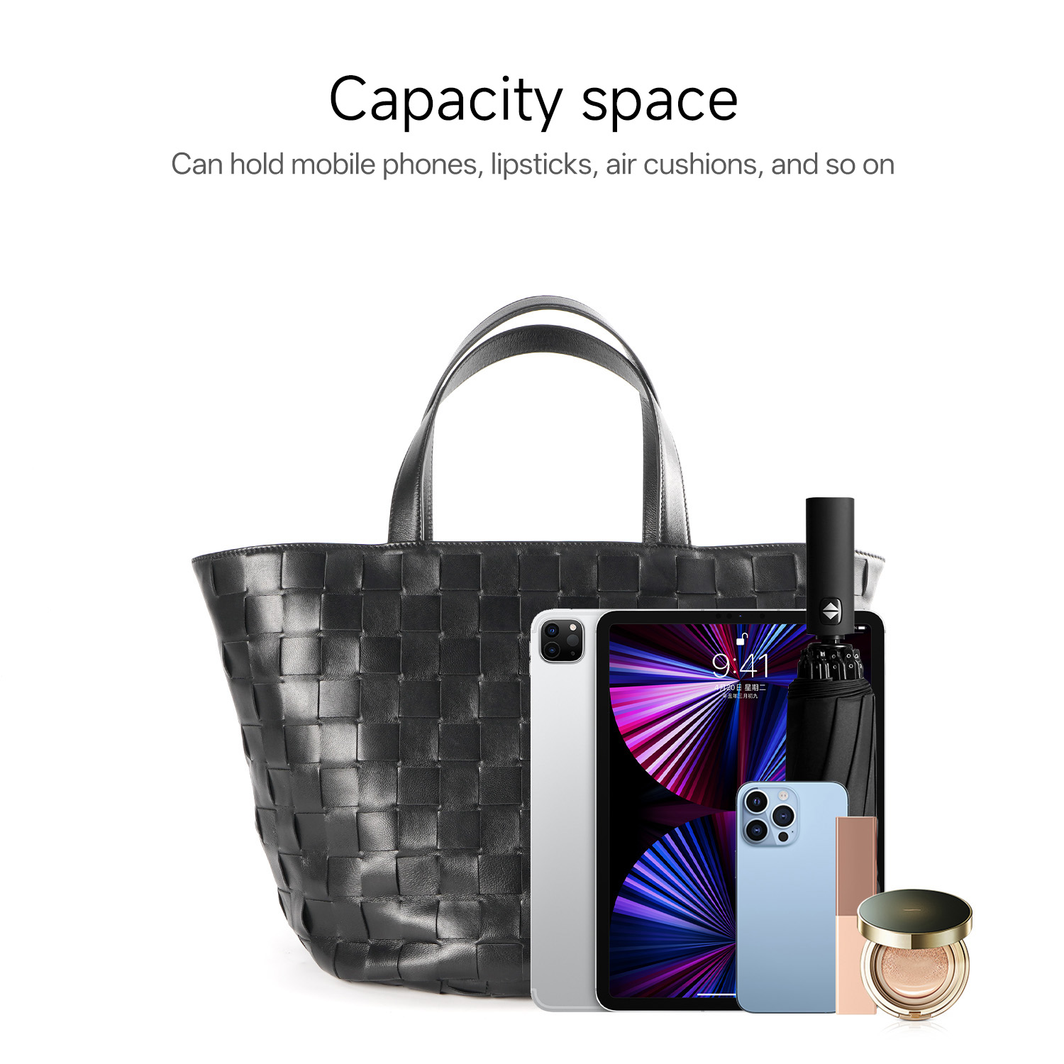 Hand-woven women's handbag, made from high-quality sheepskin.