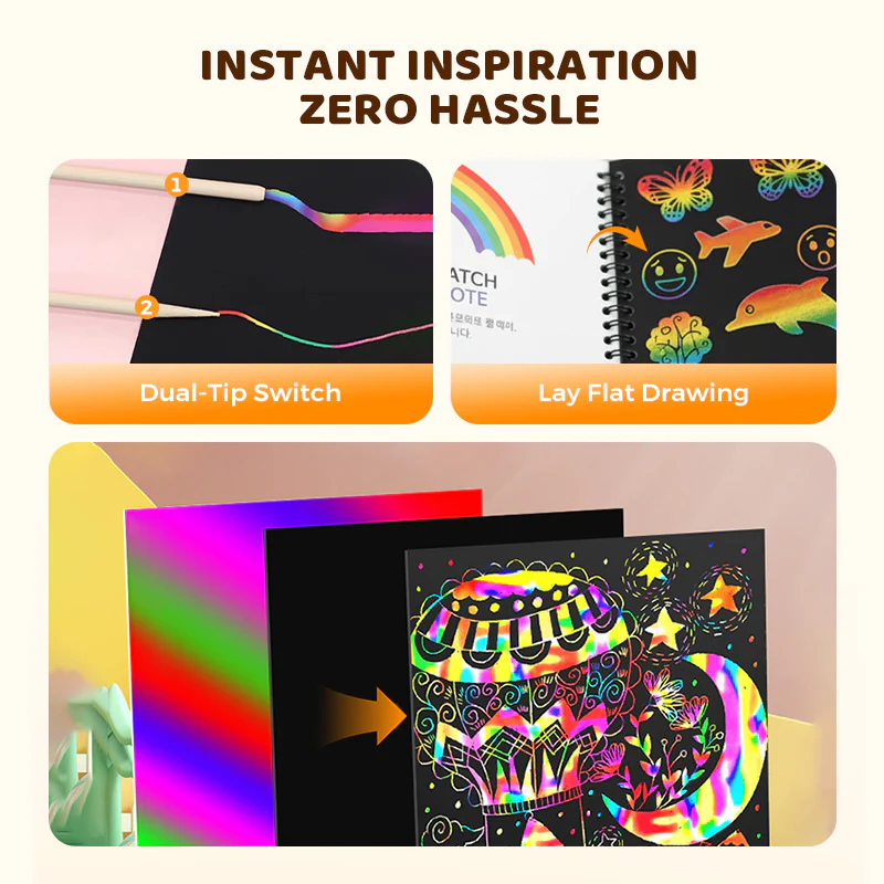 BUY 2 GET 1 FREE🎨Creative Rainbow Scratch Art Notebook