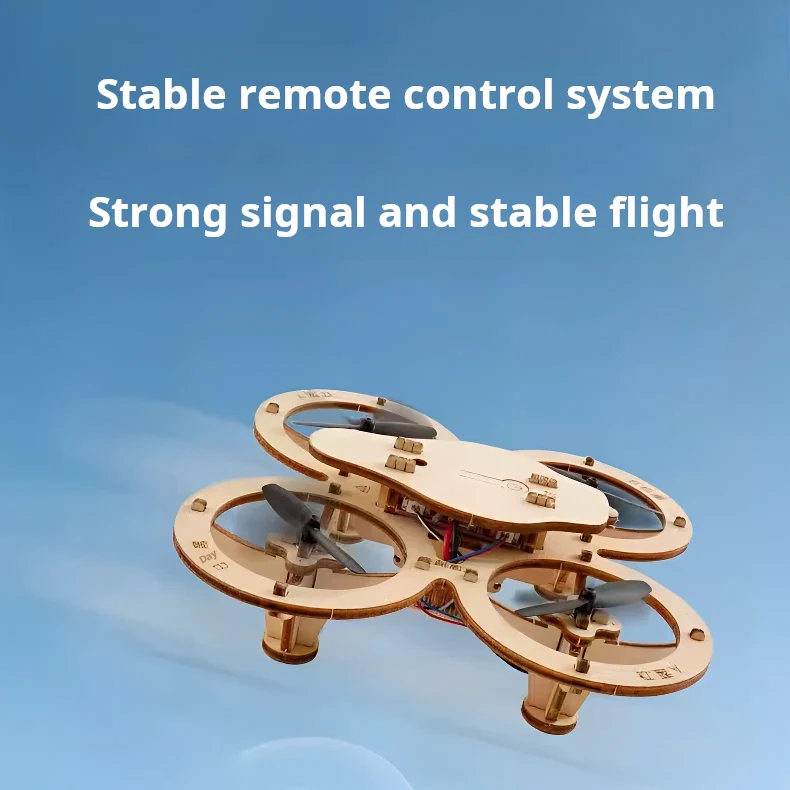 Wooden assembled DIY quadcopter drone model parent-child interactive scientific experiment teaching aids intelligent equipment