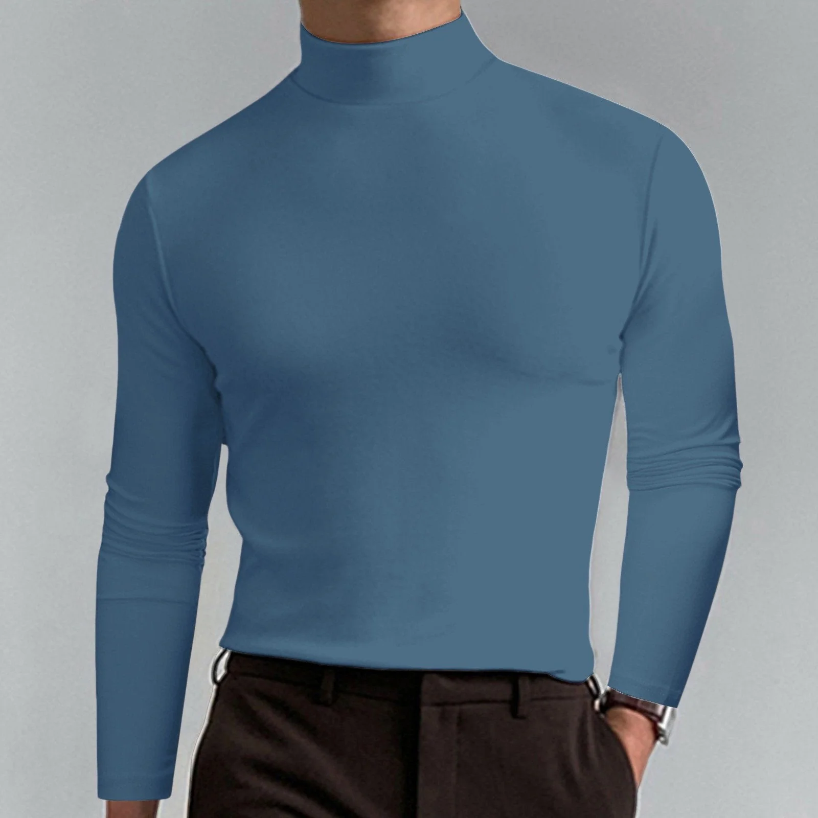 🔥60% discount! Ultimate Comfort Men's Turtleneck T-Shirt: Stretchy, breathable and fitted, ideal for the gym and everyday wear.
