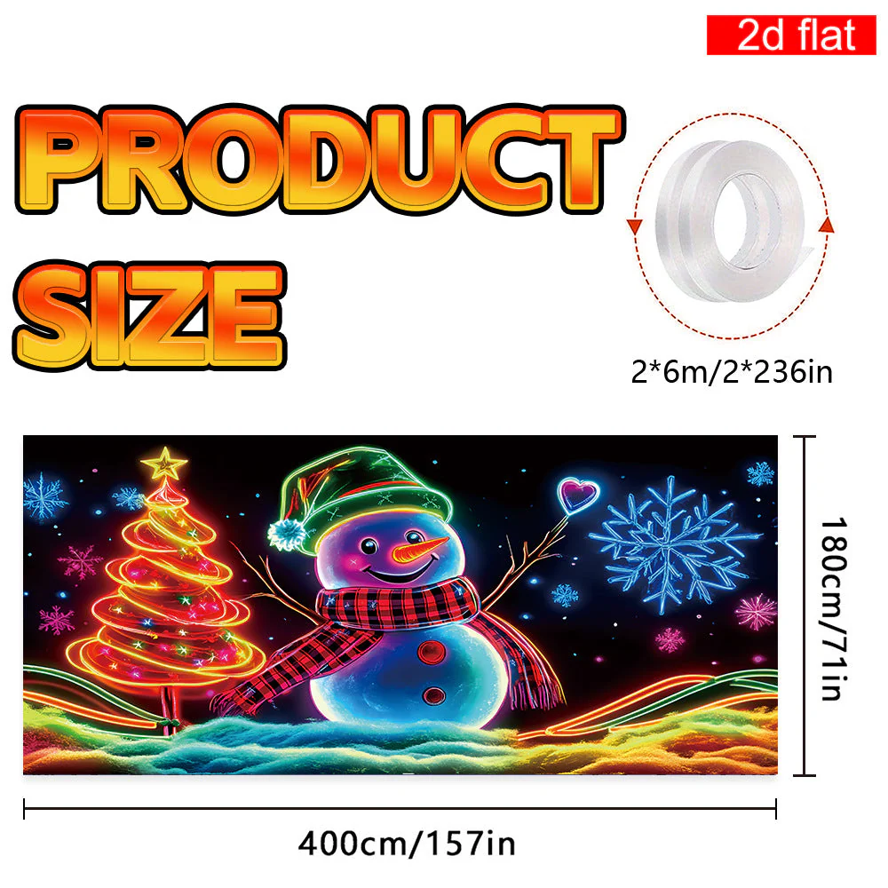 🎅 HOLIDAY HAUL SALE🎇🚪UV Activated Christmas Garage Door Cover Banner, Glows in Dark🔥🎉