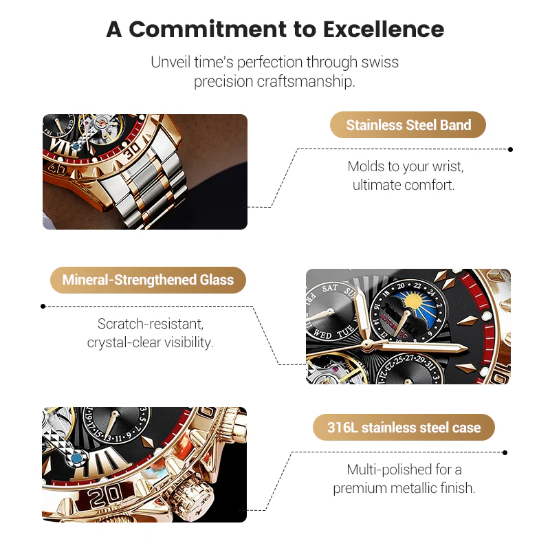 ⌚💧Swiss Brand New Waterproof Automatic Mechanical Watches