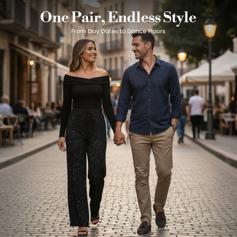 Women's Sequin Sparkle Wide Leg Pants with Elastic Waistband