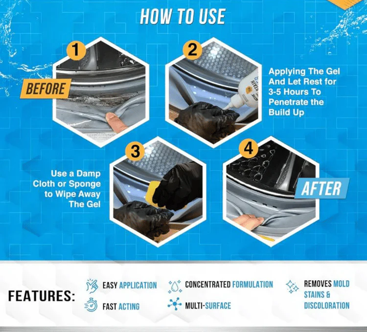 🔥LIMITED SALE 50% OFF!!💥Mold Remover Gel with Scrub Brush – Heavy Duty Mildew Stain Cleaner for Washer Gasket, Shower Caulk, Tile Grout & Bathroom