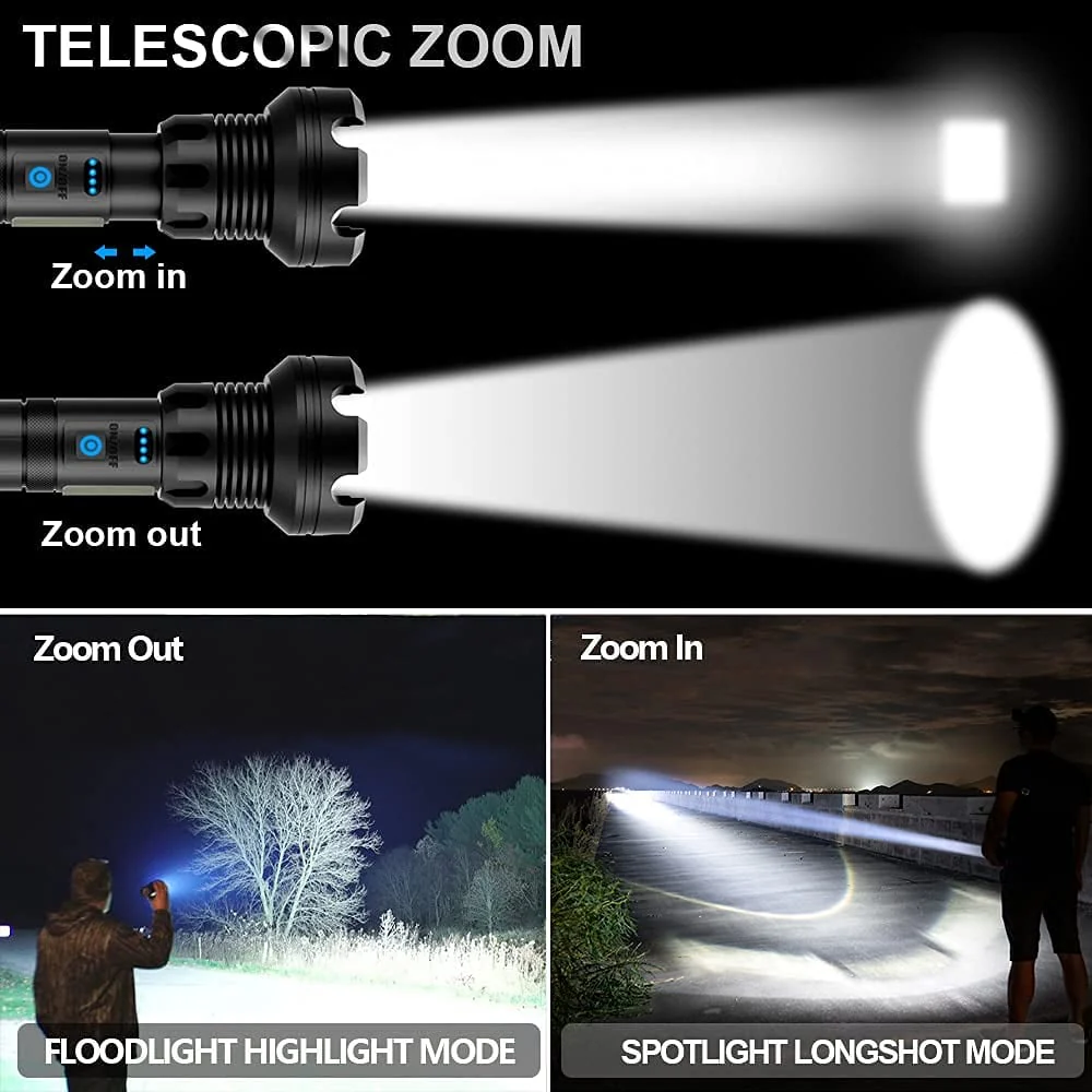 LED rechargeable tactical laser flashlight 90000 high lumens