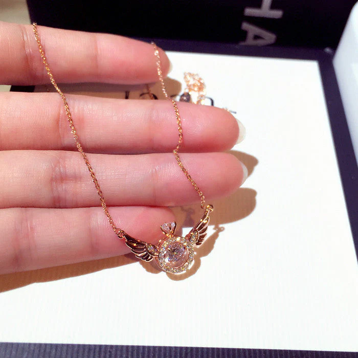 Pink Angel Wings Necklace