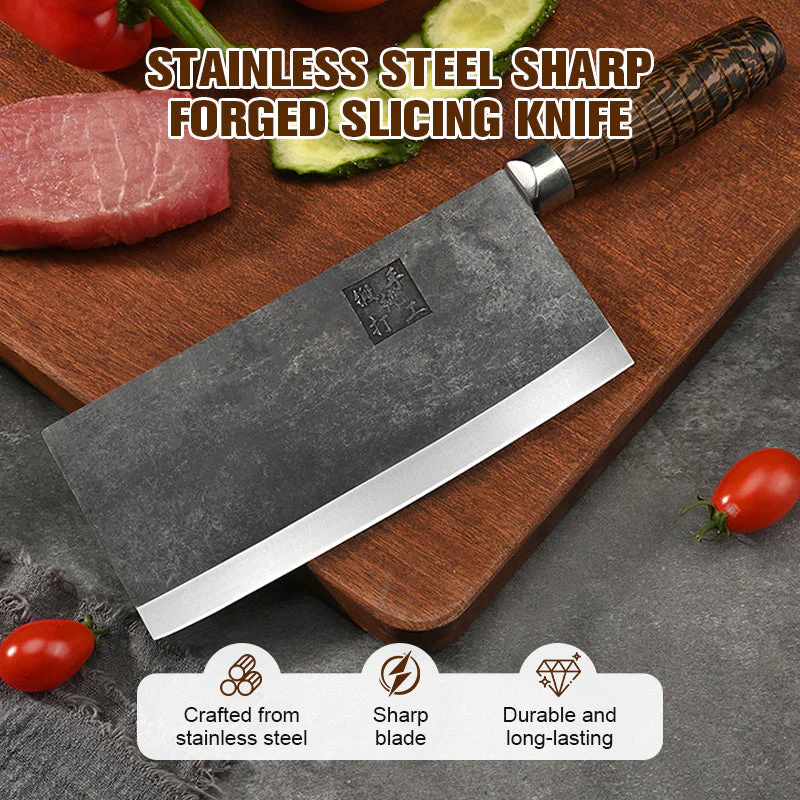 Stainless Steel Sharp Forged Slicing Knife+Multifunctional Heavy-Duty Kitchen Shears
