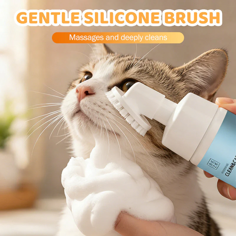 No-Rinse Pet Chin Cleaning Foam with Silicone Brush