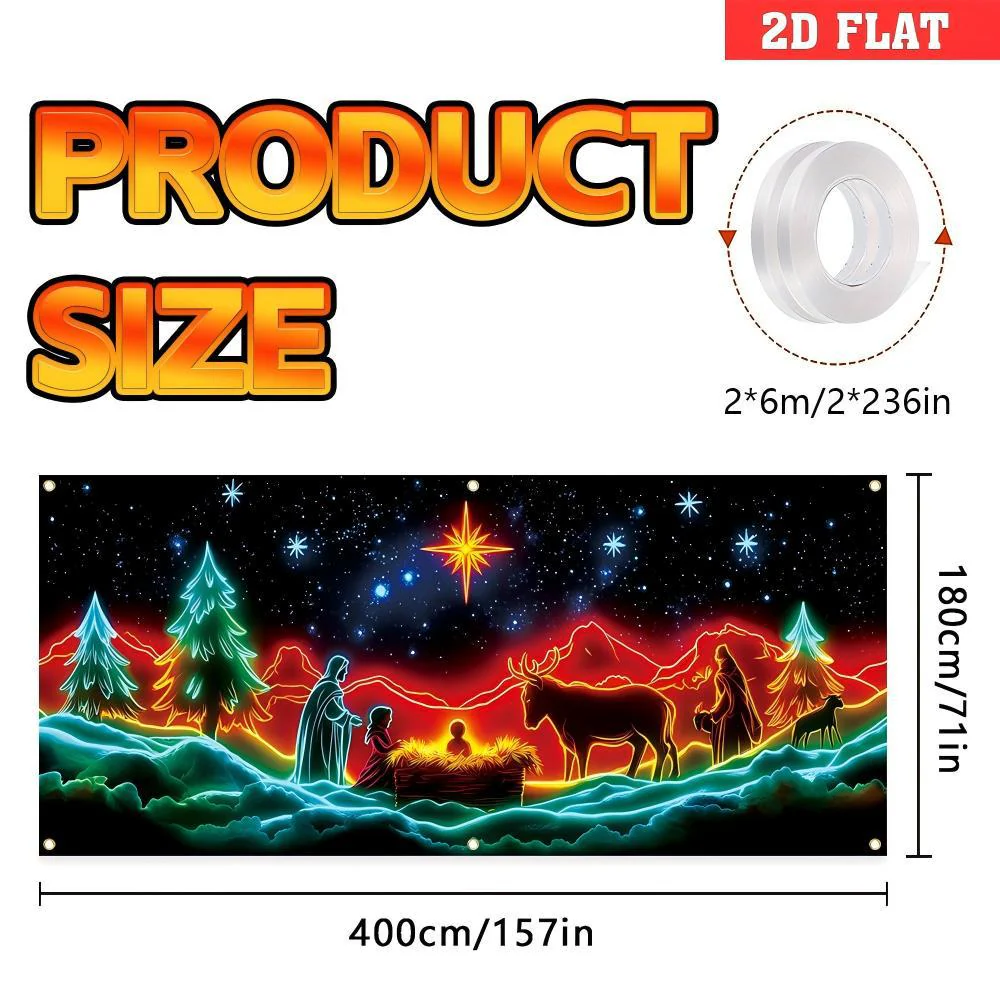 🎅 HOLIDAY HAUL SALE🎇🚪UV Activated Christmas Garage Door Cover Banner, Glows in Dark🔥🎉