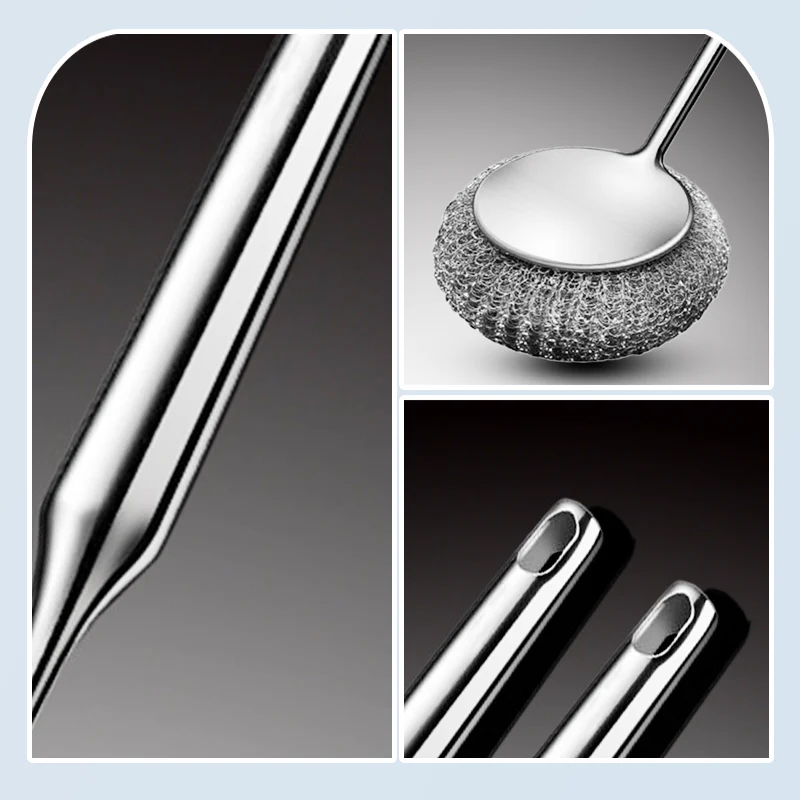 Versatile stainless steel pot cleaner with handl