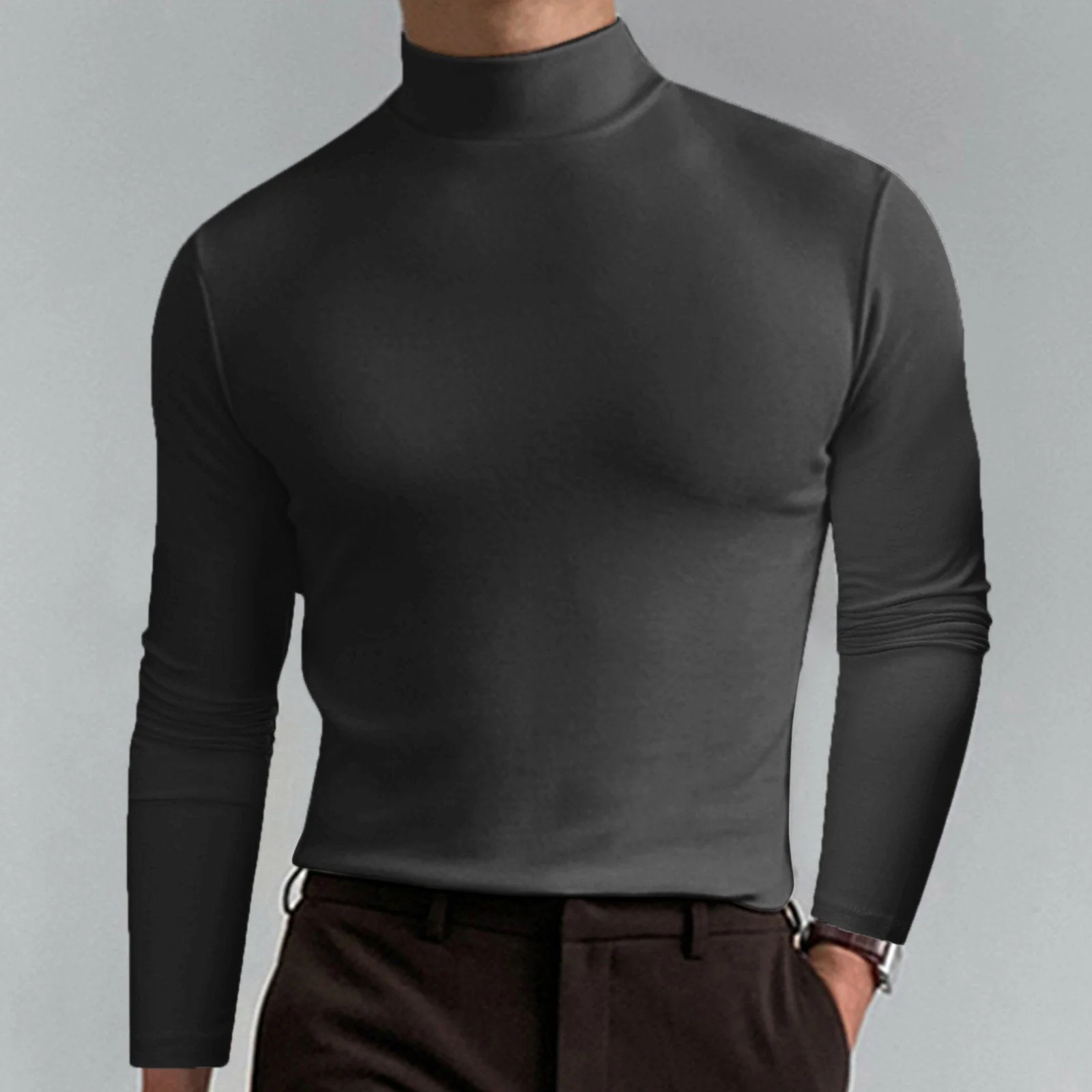 🔥60% discount! Ultimate Comfort Men's Turtleneck T-Shirt: Stretchy, breathable and fitted, ideal for the gym and everyday wear.