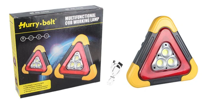 2-in-1 sun-driven emergency triangle warning light at the roadside