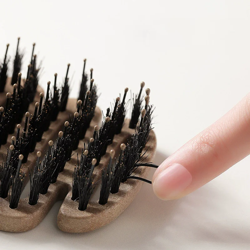 Boar Bristles Hair Brush with Curved Design