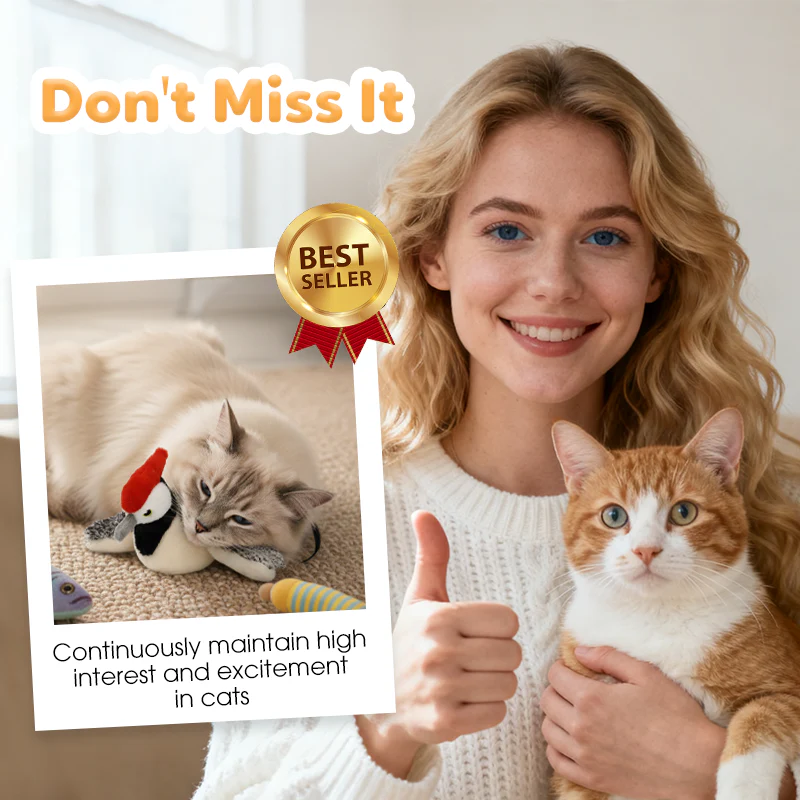 Electric Plush Cat Teaser Toy with Sounds