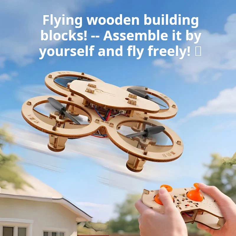 Wooden assembled DIY quadcopter drone model parent-child interactive scientific experiment teaching aids intelligent equipment