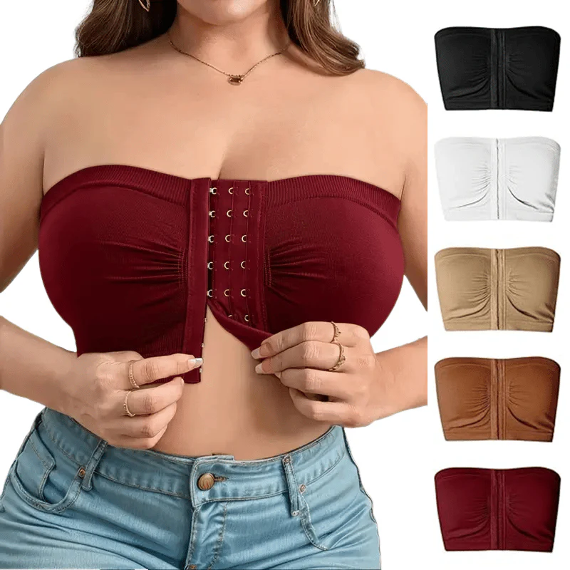🌞Summer Sale 50% OFF🔥👚Plus Size Strapless Front Buckle Breathable Bra