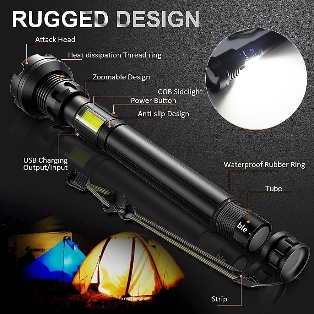 LED rechargeable tactical laser flashlight 90000 high lumens