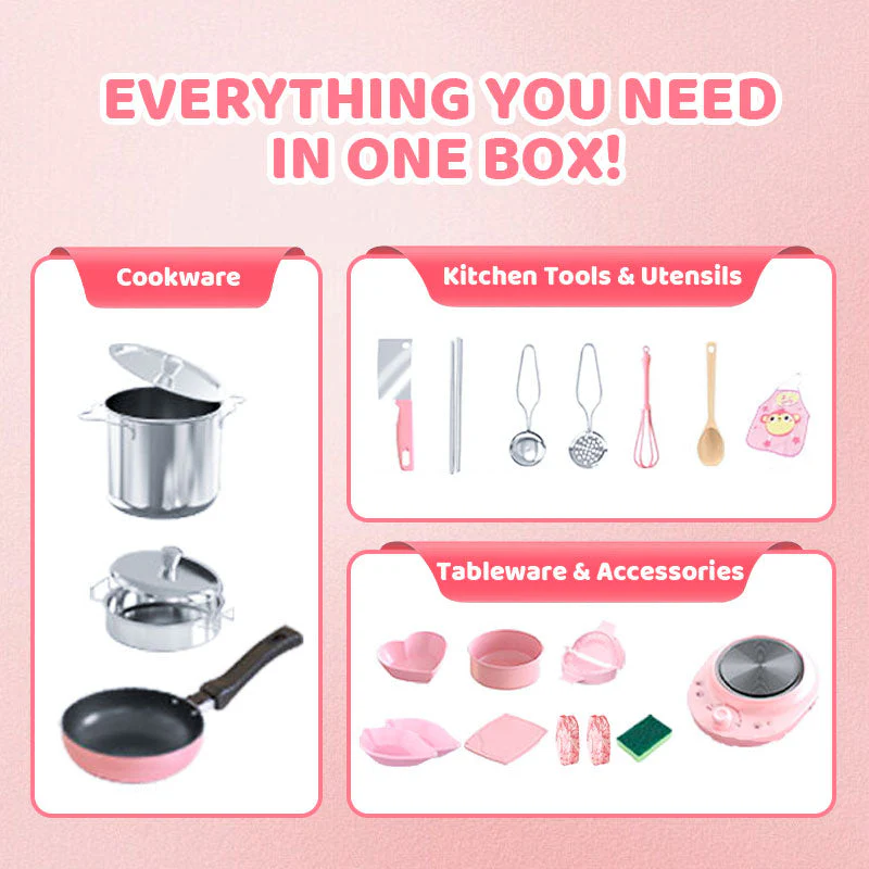 🎁[Best Gift For Kid]🍳Children's Real Cooking Mini Kitchen Toys - 22 PCS Set