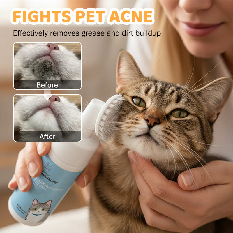 No-Rinse Pet Chin Cleaning Foam with Silicone Brush