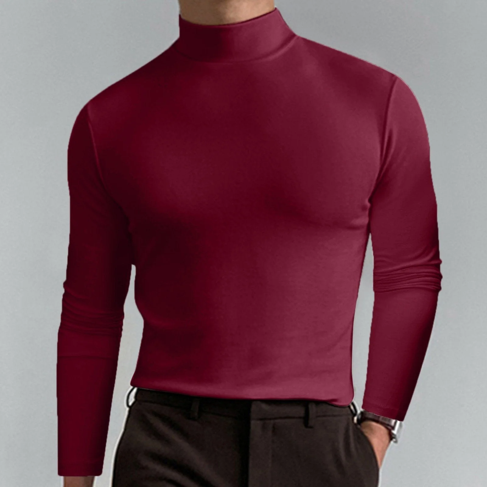 🔥60% discount! Ultimate Comfort Men's Turtleneck T-Shirt: Stretchy, breathable and fitted, ideal for the gym and everyday wear.