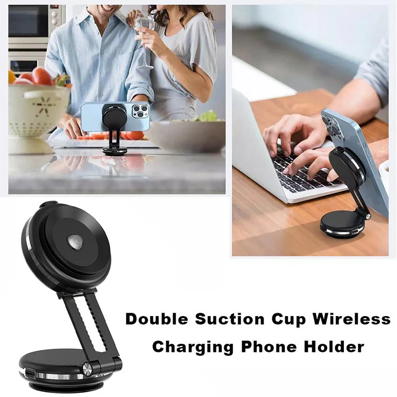 Double Suction Cup Wireless Charging Phone Holder