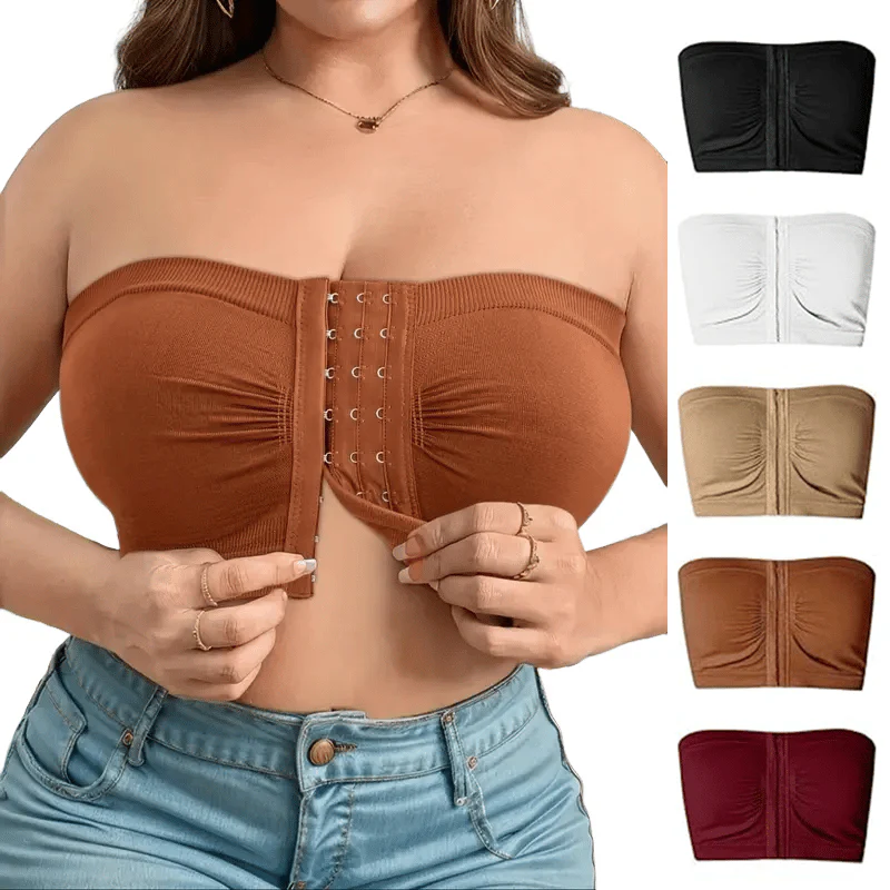 🌞Summer Sale 50% OFF🔥👚Plus Size Strapless Front Buckle Breathable Bra