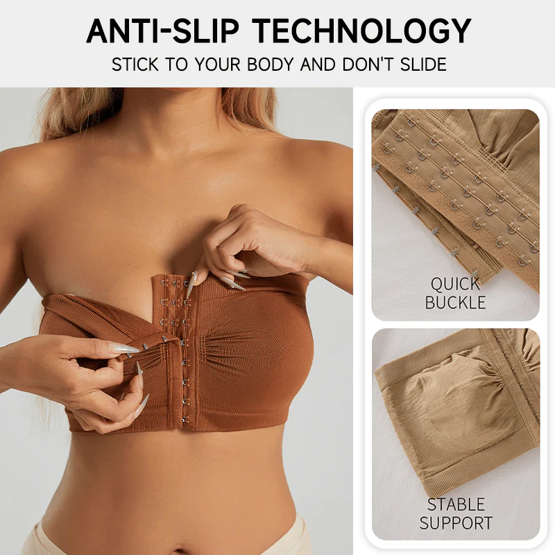 🌞Summer Sale 50% OFF🔥👚Plus Size Strapless Front Buckle Breathable Bra