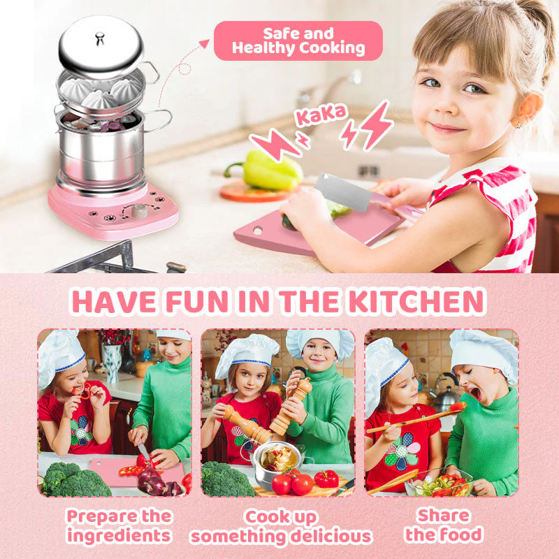 🎁[Best Gift For Kid]🍳Children's Real Cooking Mini Kitchen Toys - 22 PCS Set