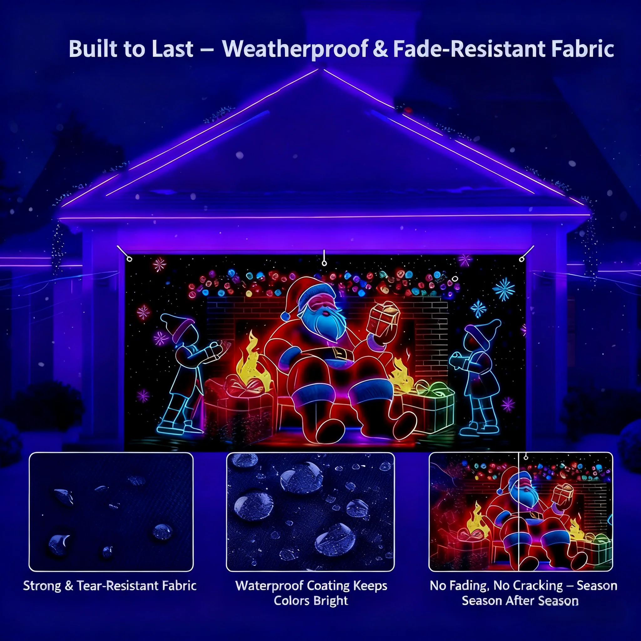 🎅 HOLIDAY HAUL SALE🎇🚪UV Activated Christmas Garage Door Cover Banner, Glows in Dark🔥🎉