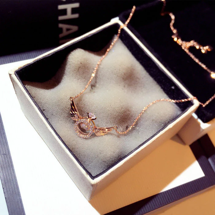 Pink Angel Wings Necklace
