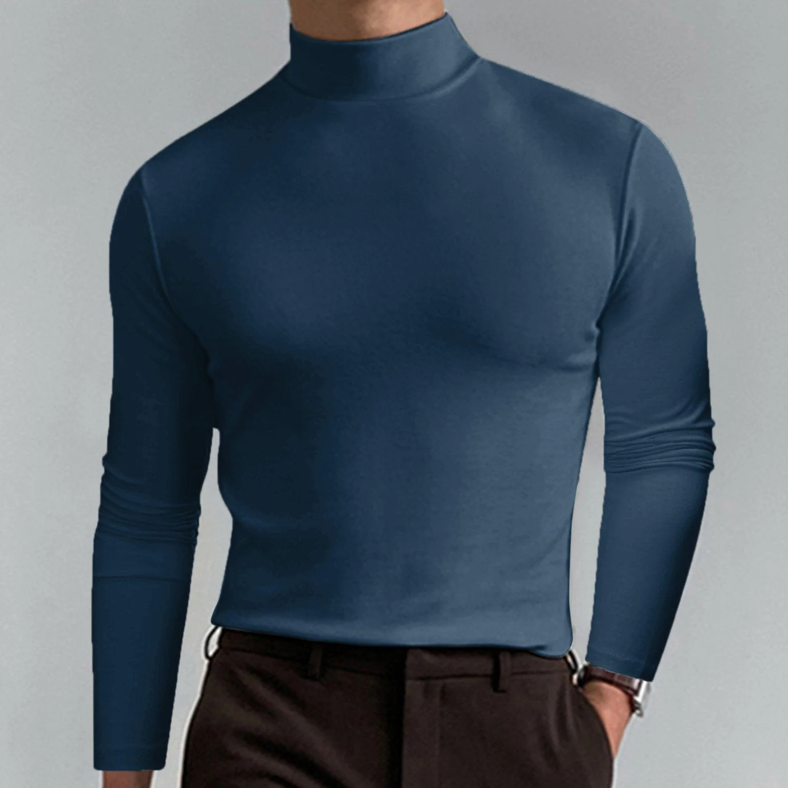 🔥60% discount! Ultimate Comfort Men's Turtleneck T-Shirt: Stretchy, breathable and fitted, ideal for the gym and everyday wear.