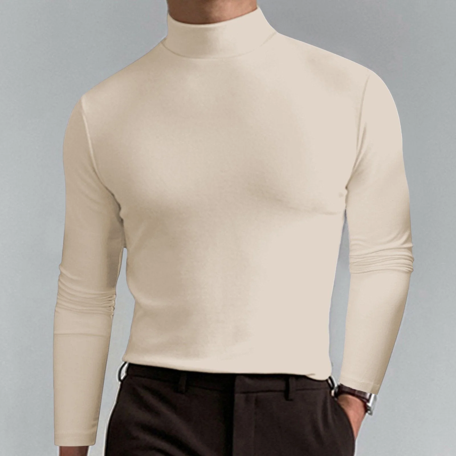 🔥60% discount! Ultimate Comfort Men's Turtleneck T-Shirt: Stretchy, breathable and fitted, ideal for the gym and everyday wear.