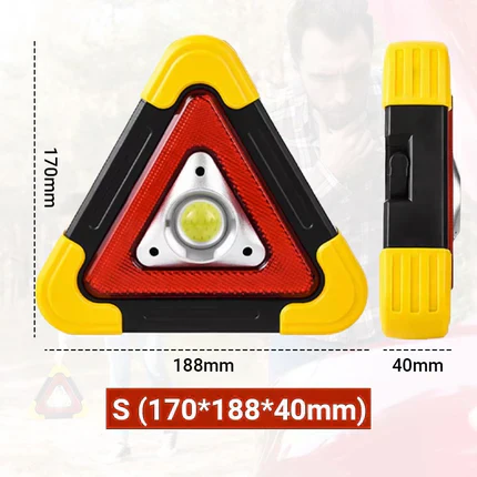 2-in-1 sun-driven emergency triangle warning light at the roadside