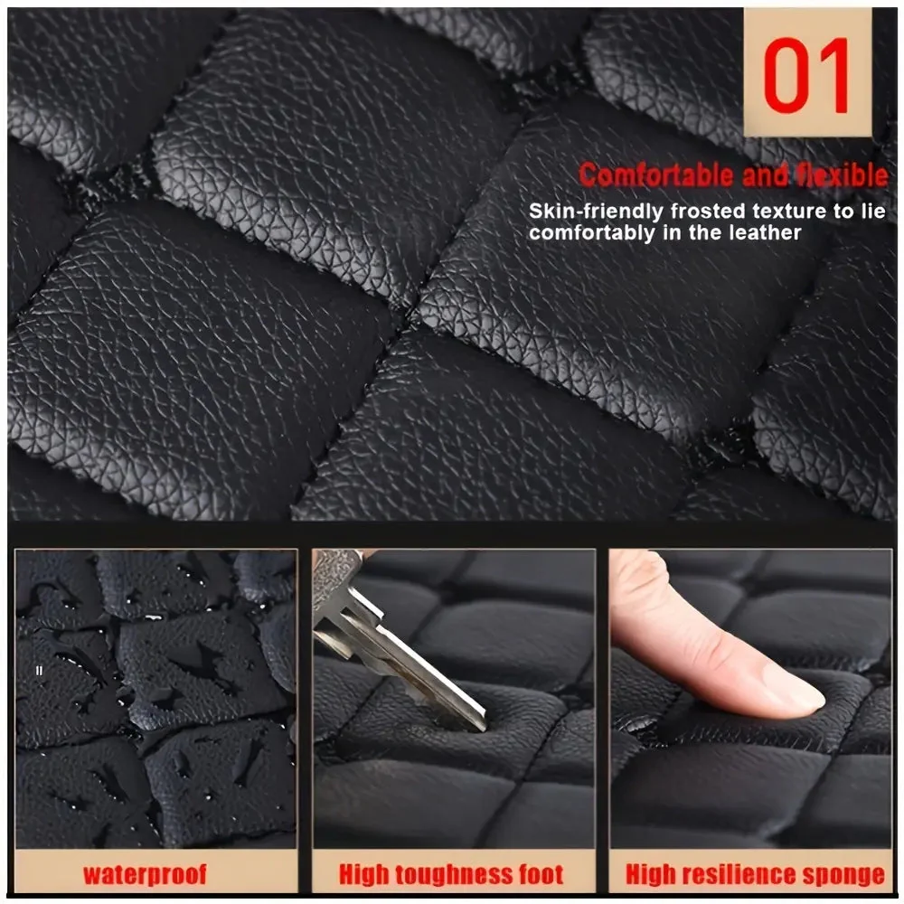 Floor Mats for Cars, Black Deep Dish All-Weather Mats, Waterproof Trim-To Fit Automotive Floor Mats for Cars Trucks SUV, Universal Floor Liner Car Accessories