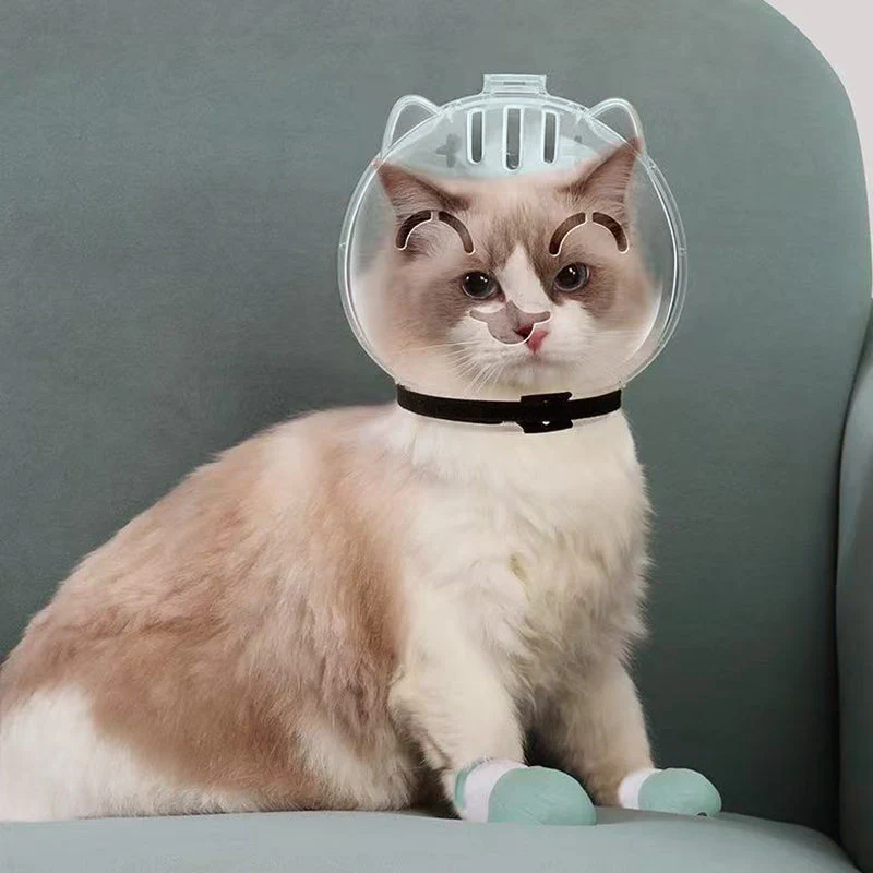 Anti-Bite Transparent Cat Helmet & Paw Covers